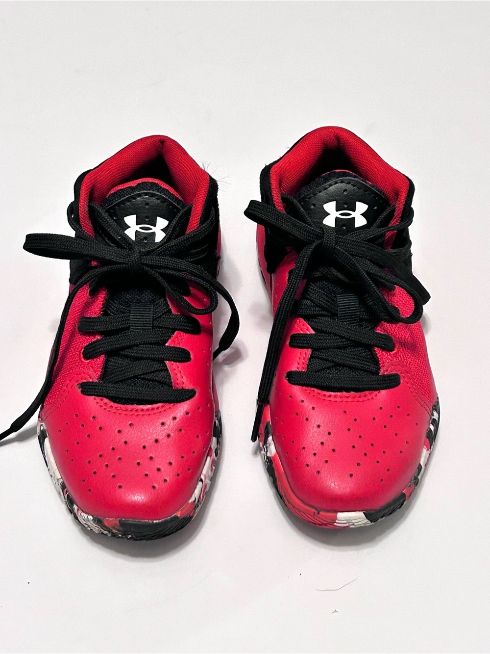 Under Armour Jet 21 Red Sneaker Perforated Leather Mesh Mid High Unisex Size 11K